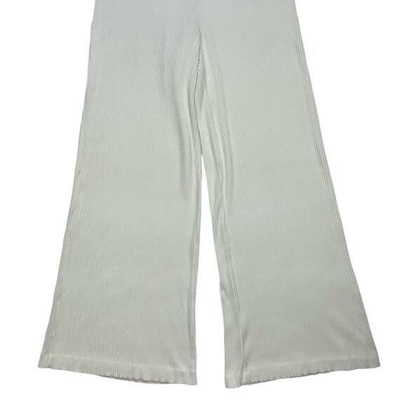 L'AGENCE Crawford Wide Leg Pants S Ivory Ribbed Knit High Rise Pull On Coastal - Picture 8 of 12